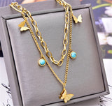316L Stainless Steel Double layer Collar Chain Necklace