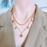 316L Stainless Steel Double layer Collar Chain Necklace
