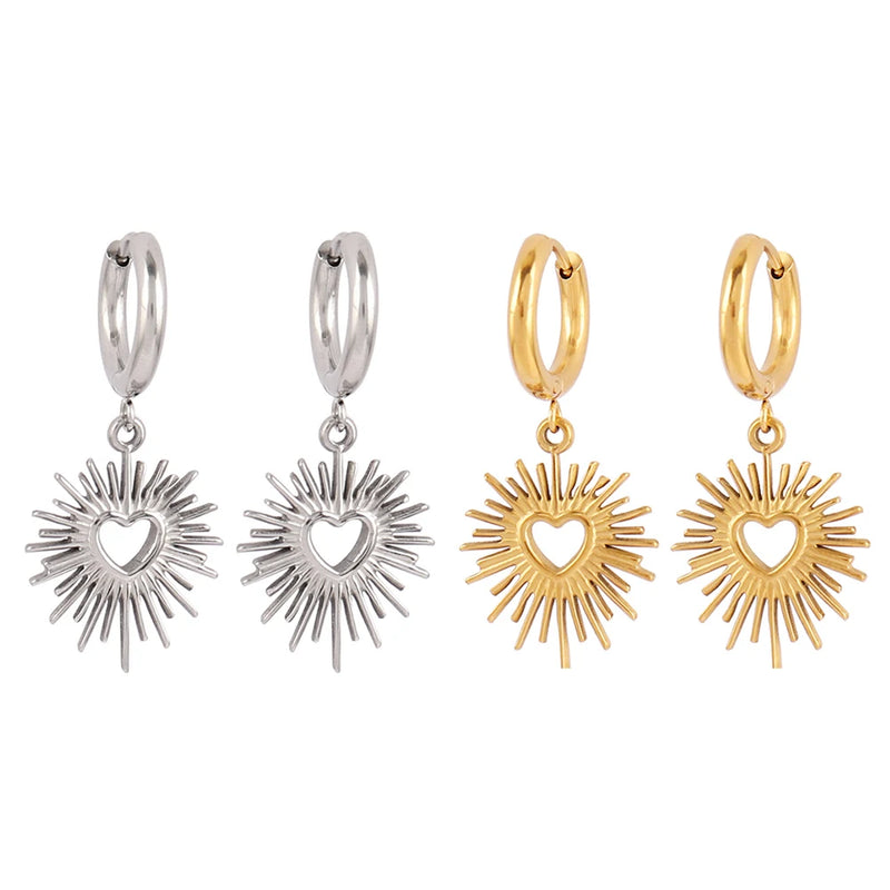 316L Stainless Steel Hoop Earrings with Leopard Heart Snake Pendant