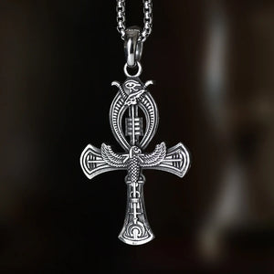 Egyptian Cross Eagle Eye Pendant Necklace for Women/Men