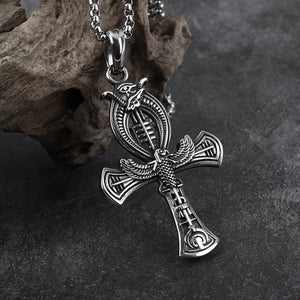 Egyptian Cross Eagle Eye Pendant Necklace for Women/Men