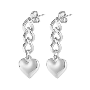 316L Stainless Steel Peach Heart Pendant Thick Chain Set