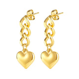 316L Stainless Steel Peach Heart Pendant Thick Chain Set