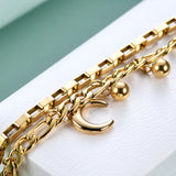 Moon Bead Double Layer Bracelet 316L Stainless Steel