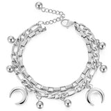 Moon Bead Double Layer Bracelet 316L Stainless Steel