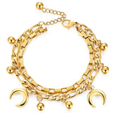 Moon Bead Double Layer Bracelet 316L Stainless Steel