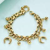 Moon Bead Double Layer Bracelet 316L Stainless Steel