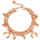 Moon Bead Double Layer Bracelet 316L Stainless Steel