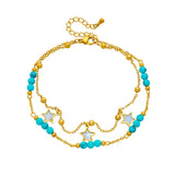 316L Stainless Steel Eye Star Green Stone Anklet for Women Non-fading Jewelry