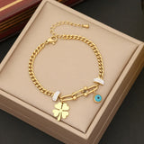 316L Stainless Steel Eyes Flower Charm Bracelet For Women