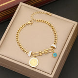 316L Stainless Steel Eyes Flower Charm Bracelet For Women