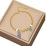 316L Stainless Steel Eyes Flower Charm Bracelet For Women