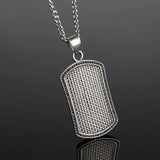 316L Stainless Steel Army Card Pendant Necklace Men