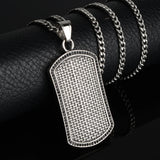 316L Stainless Steel Army Card Pendant Necklace Men