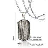 316L Stainless Steel Army Card Pendant Necklace Men