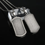 316L Stainless Steel Army Card Pendant Necklace Men