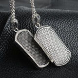 316L Stainless Steel Army Card Pendant Necklace Men