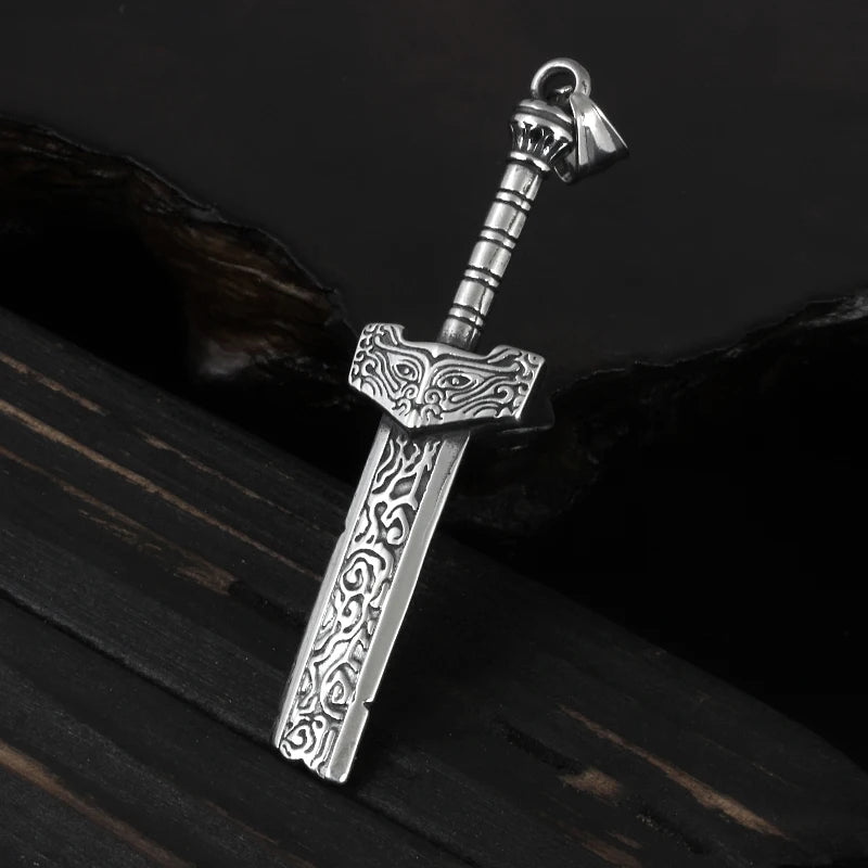 316L Stainless Steel Broken Sword Men's Necklace Pendant