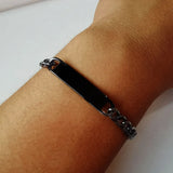 316L Steel Logo Chain Bracelet Engraved Bangle Party Jewelry