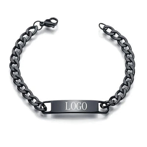 316L Steel Logo Chain Bracelet Engraved Bangle Party Jewelry