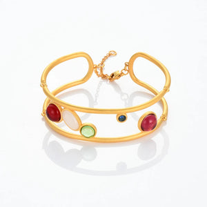 Double Layer Link Chain Bangle Bracelet Women Coloured Glaz