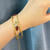 Double Layer Link Chain Bangle Bracelet Women Coloured Glaz