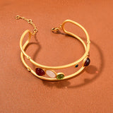 Double Layer Link Chain Bangle Bracelet Women Coloured Glaz