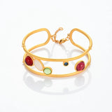 Double Layer Link Chain Bangle Bracelet Women Coloured Glaz