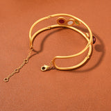 Double Layer Link Chain Bangle Bracelet Women Coloured Glaz