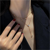 316L Stainless Steel Zircon Tassel Choker Necklaces for Women