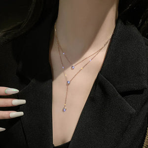 316L Stainless Steel Zircon Tassel Choker Necklaces for Women