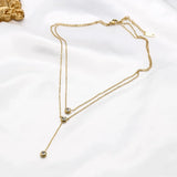 316L Stainless Steel Zircon Tassel Choker Necklaces for Women