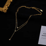 316L Stainless Steel Zircon Tassel Choker Necklaces for Women