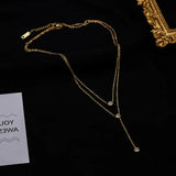 316L Stainless Steel Zircon Tassel Choker Necklaces for Women