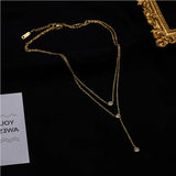 316L Stainless Steel Zircon Tassel Choker Necklaces for Women