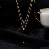 316L Stainless Steel Zircon Tassel Choker Necklaces for Women