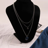 3-Layer Beaded Round Hope Charms Choker Necklace