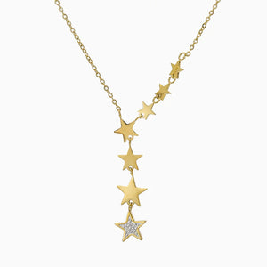 316L Stainless Steel Zircon Star Tassel Charm Chain Choker Necklace Pendant