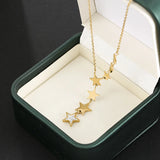 316L Stainless Steel Zircon Star Tassel Charm Chain Choker Necklace Pendant