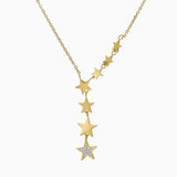 316L Stainless Steel Zircon Star Tassel Charm Chain Choker Necklace Pendant