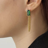 316L Steel Green Zircon Charms Choker Necklace Earring Bracelet Set