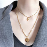 316L Stainless Steel Star Charms Chain Choker Necklace