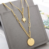 316L Stainless Steel Star Charms Chain Choker Necklace