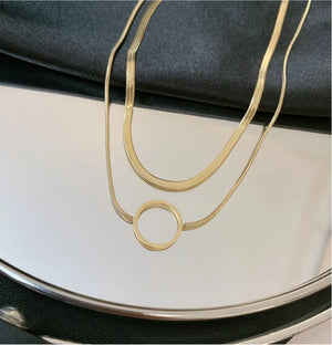 Minimalist 2-Layer Snake Bone Chain Choker Necklace for Women