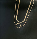 Minimalist 2-Layer Snake Bone Chain Choker Necklace for Women