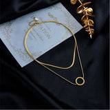 Minimalist 2-Layer Snake Bone Chain Choker Necklace for Women