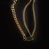 Stylish Green Zircon Choker Necklace in 316L Stainless Steel