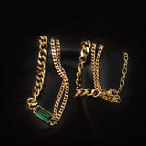 Stylish Green Zircon Choker Necklace in 316L Stainless Steel
