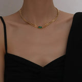 Stylish Green Zircon Choker Necklace in 316L Stainless Steel