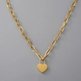 Vintage Lock Our Love Charms Thick Chain Choker Necklace for Women